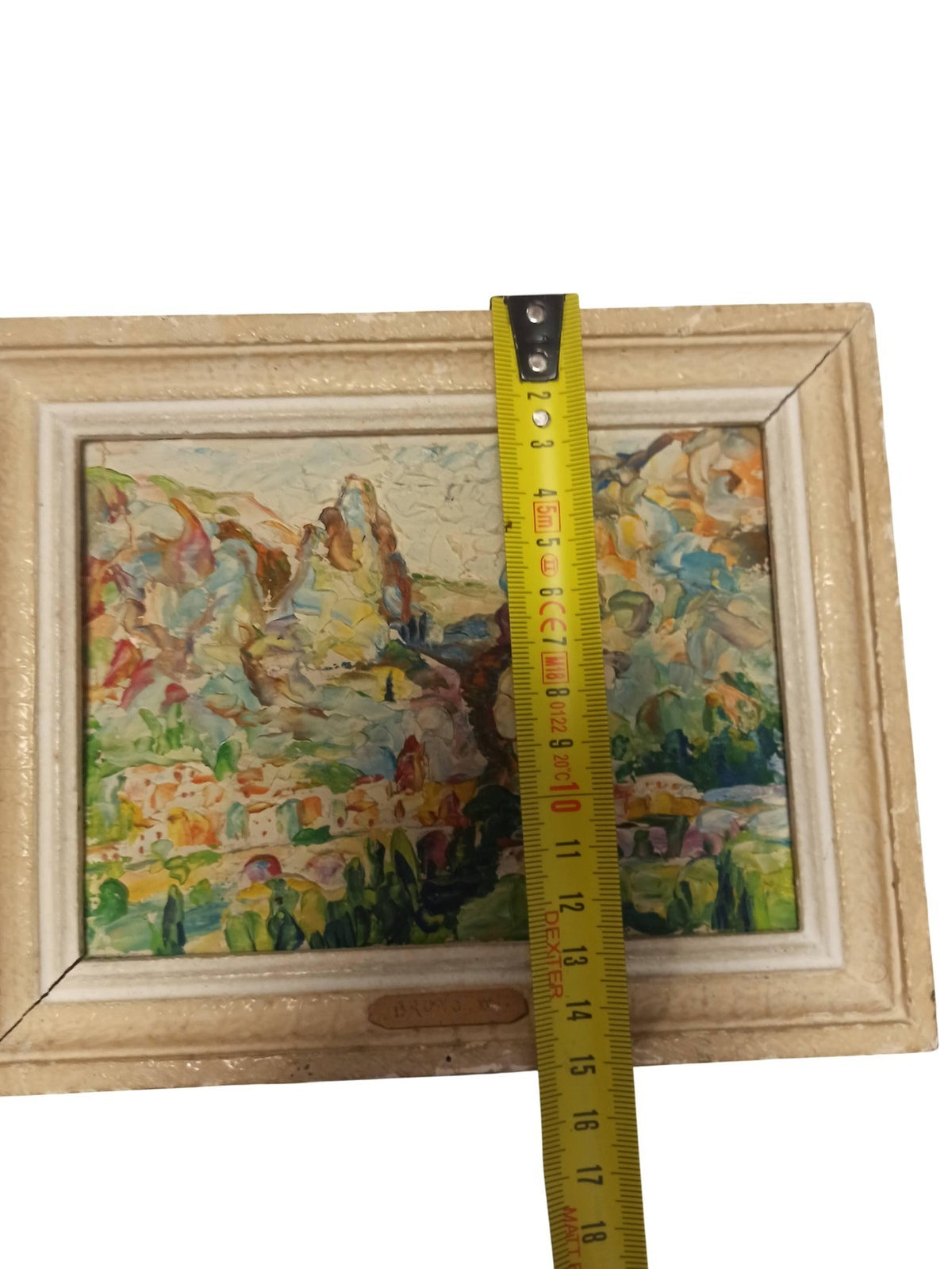 Tableau ancien paysage encadré peinture vintage décor rétro impressionniste