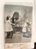 Carte postale ancienne Joyeuses Pâques photo studio enfant vintage CPA