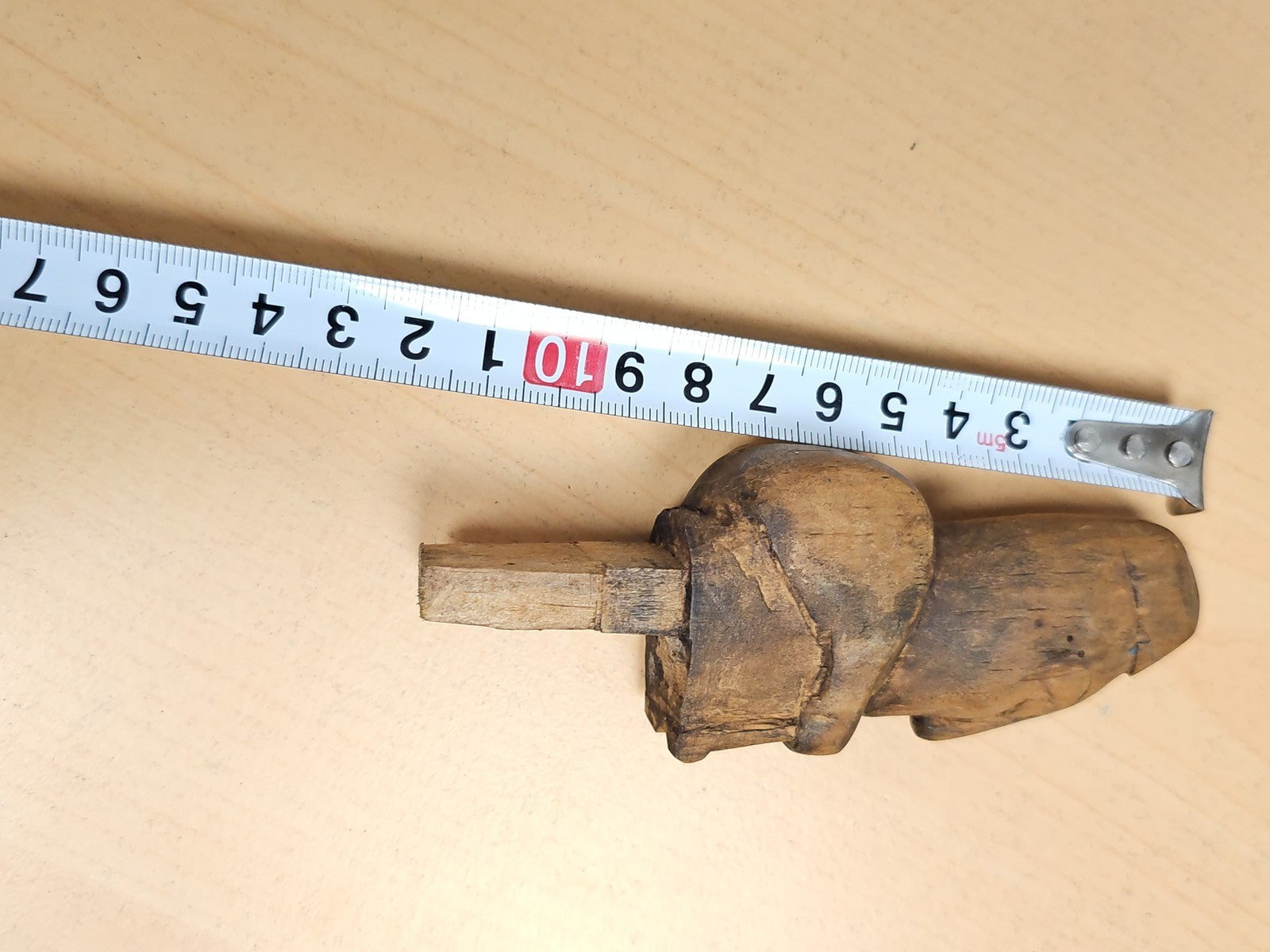 Vintage asiatische kleine Skulptur aus handgeschnitztem Holz, antike Deko-Sammlung