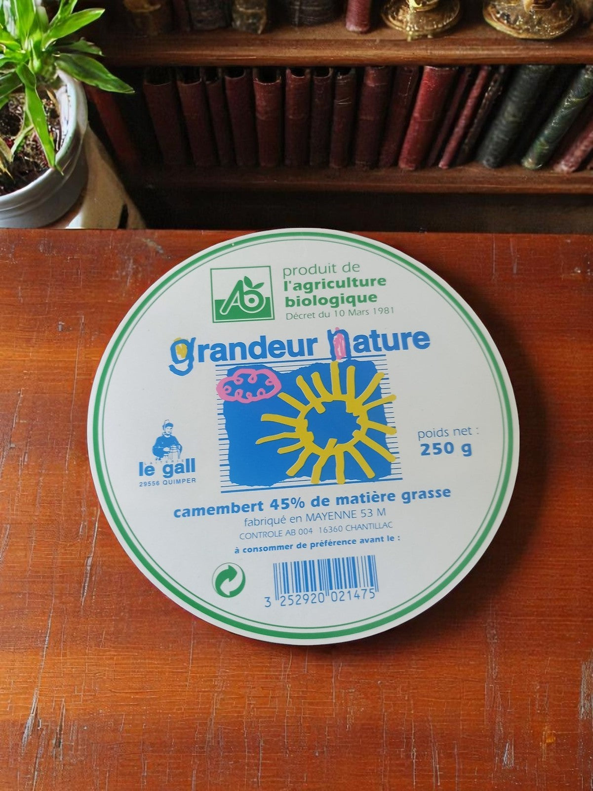 Étiquette fromagère vintage Le Gall Camembert bio 45% Grandeur Nature France
