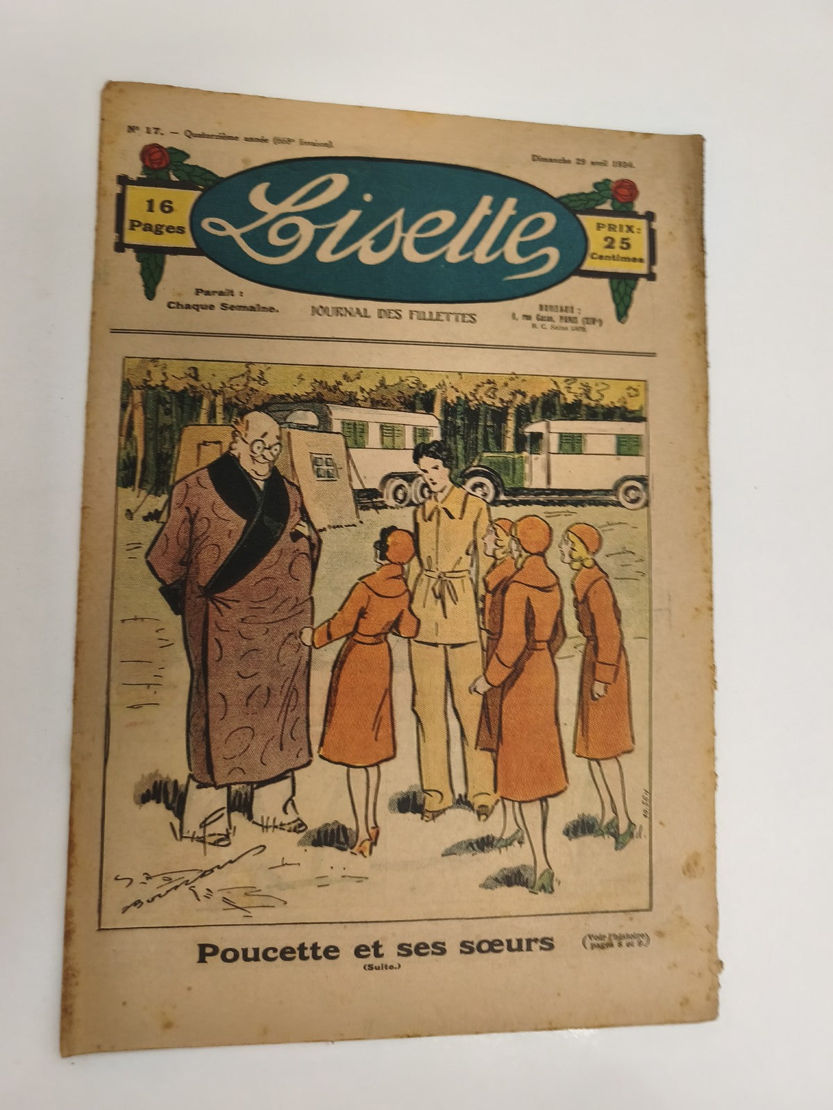 Ancien journal Lisette 1934, 16 pages, magazine illustré fillette vintage