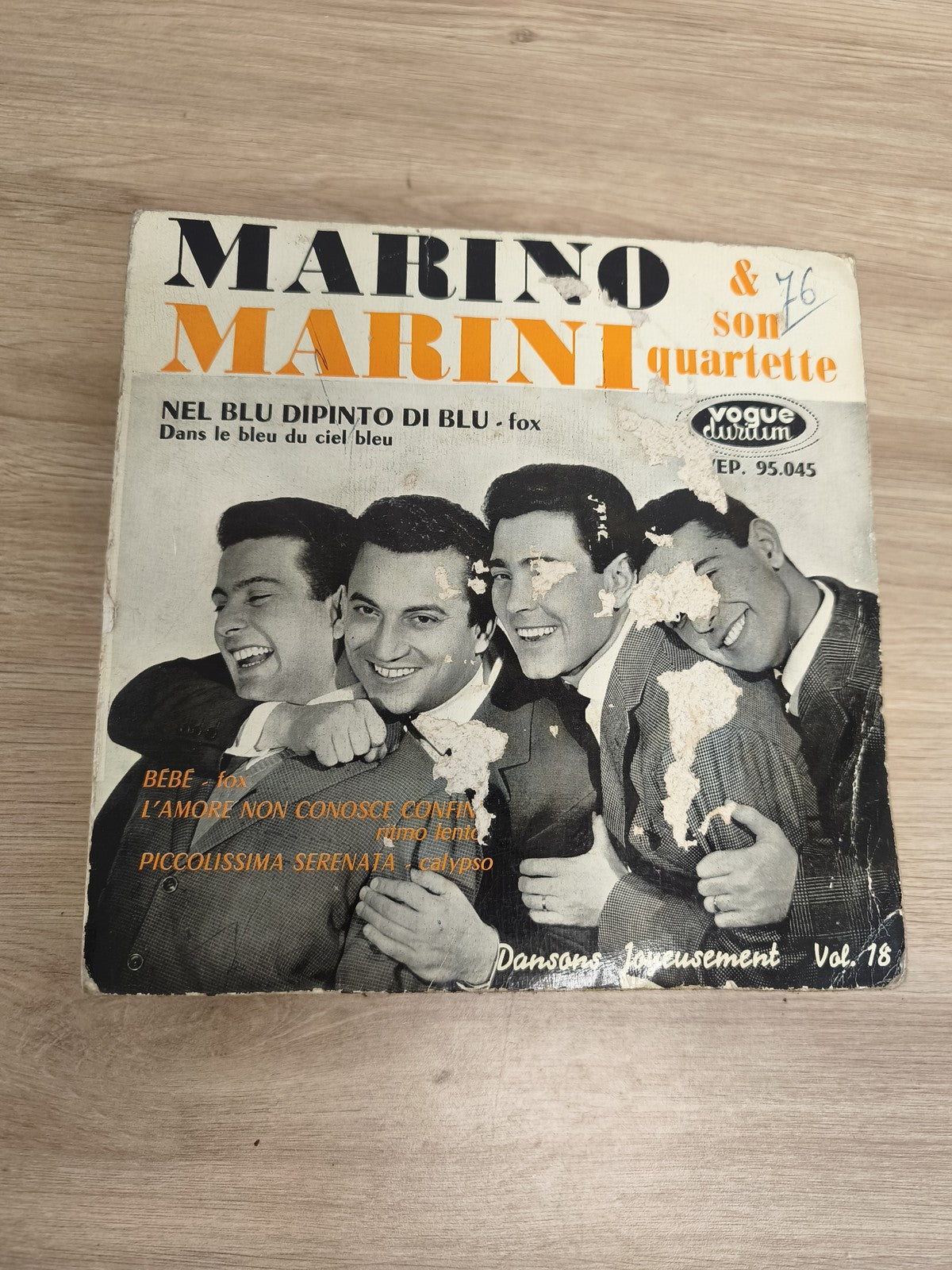 Vinyle 45T Marino Marini & son quartette EP 95.045 pochette usée Dans le bleu du