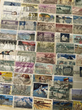 Lot de timbres philatélie USA multicolores, motifs variés, oblitérés, support no