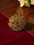 Broche ancienne ronde dorée Art Déco années 30 vintage rétro métal doré