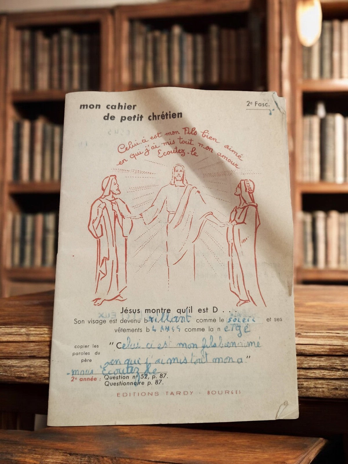 Cahier chrétien ancien manuscrit Mon cahier de petit chrétien vintage rétro