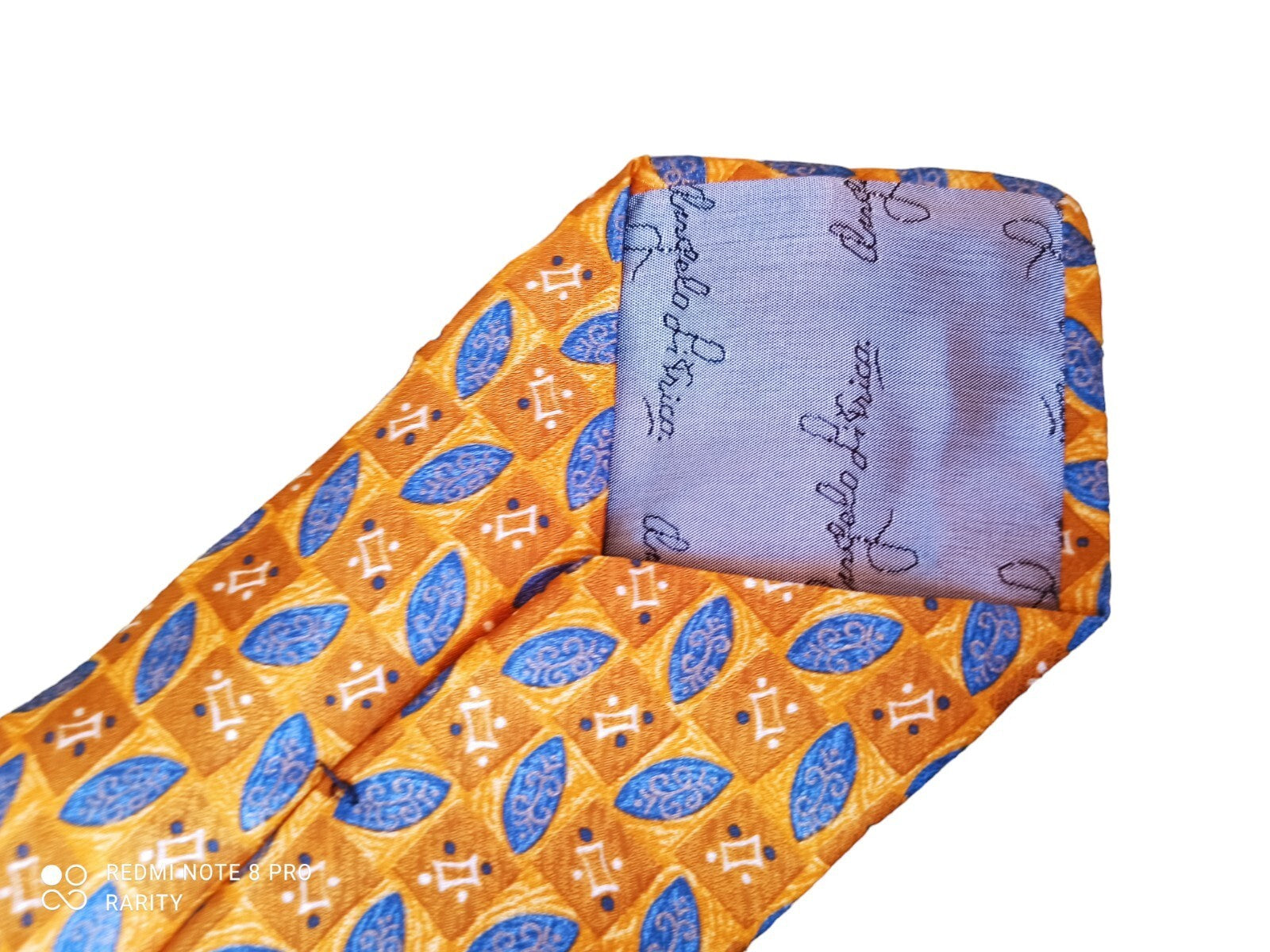 Cravate homme Angelo Litrico soie motif géométrique bleu marron chic