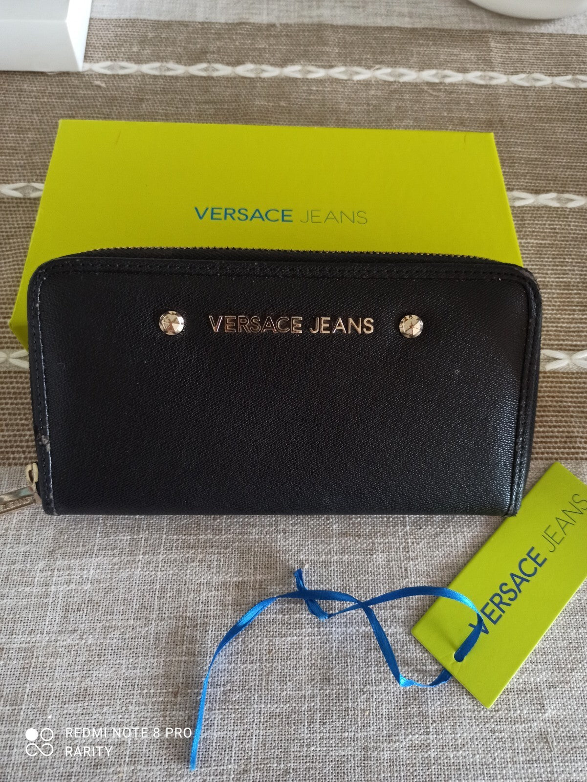 Portefeuille femme Versace Jeans noir zippé avec boîte et étiquette d?origine
