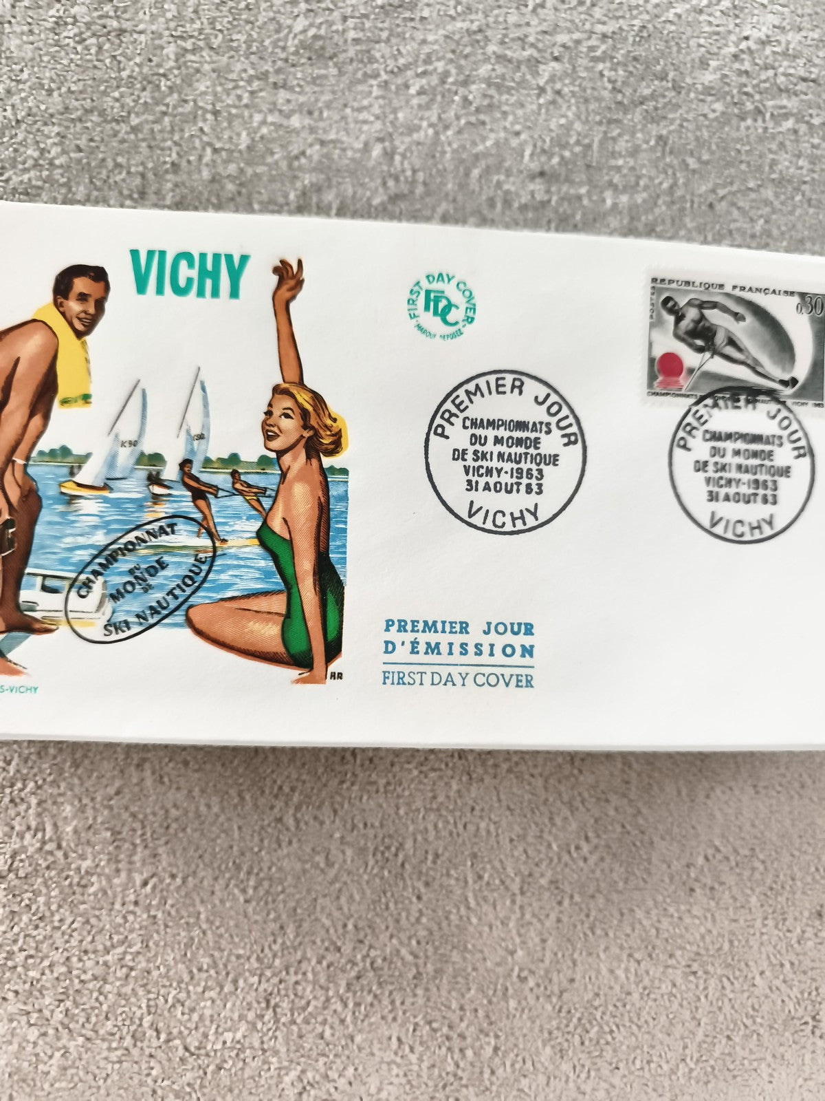 Lettre Premier Jour Ski Nautique 1963 Vichy FDC ancienne philatélie France