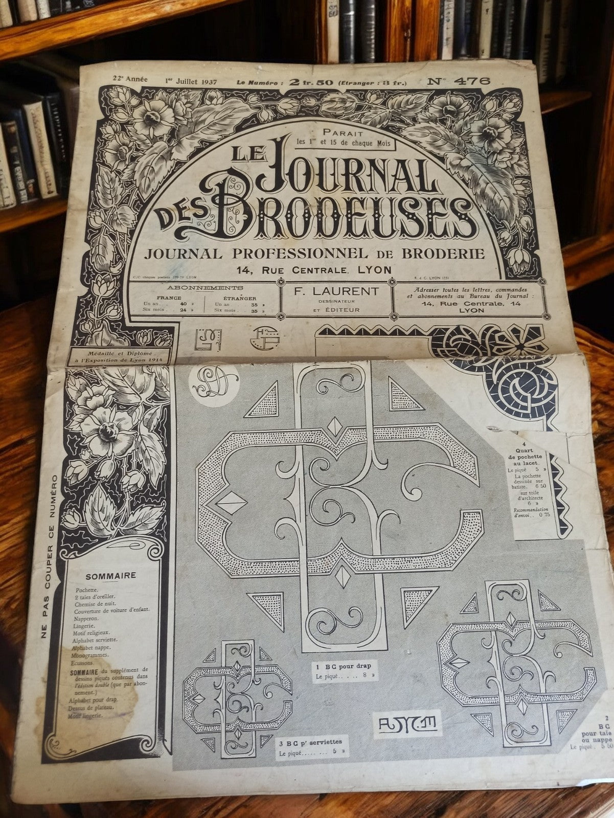Magazine ancien Le Journal des Brodeuses 1937 broderie motif vintage
