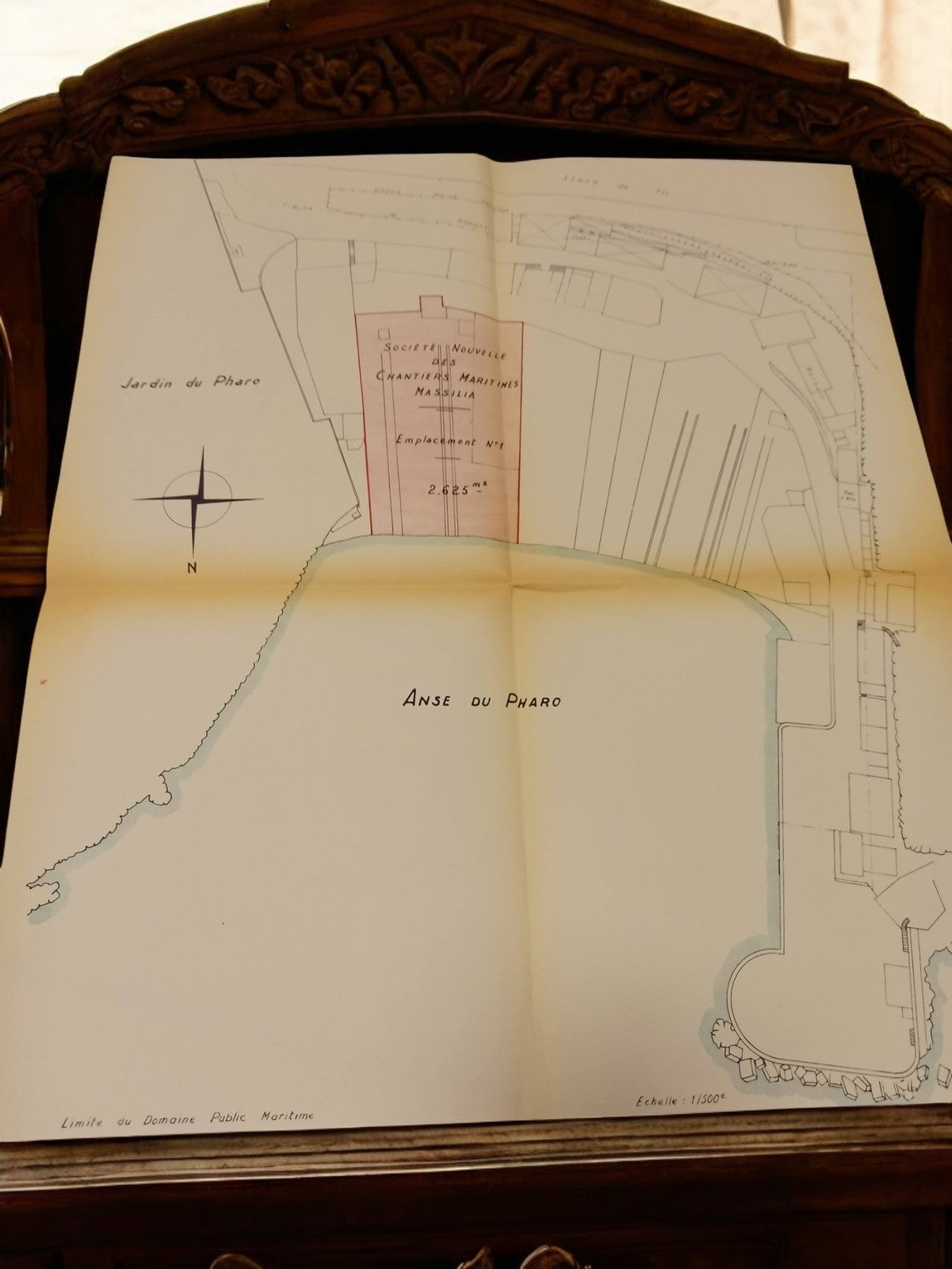 Plan ancien Marseille Anse du Pharo Société Chantiers Maritimes 1930-1940 vintag