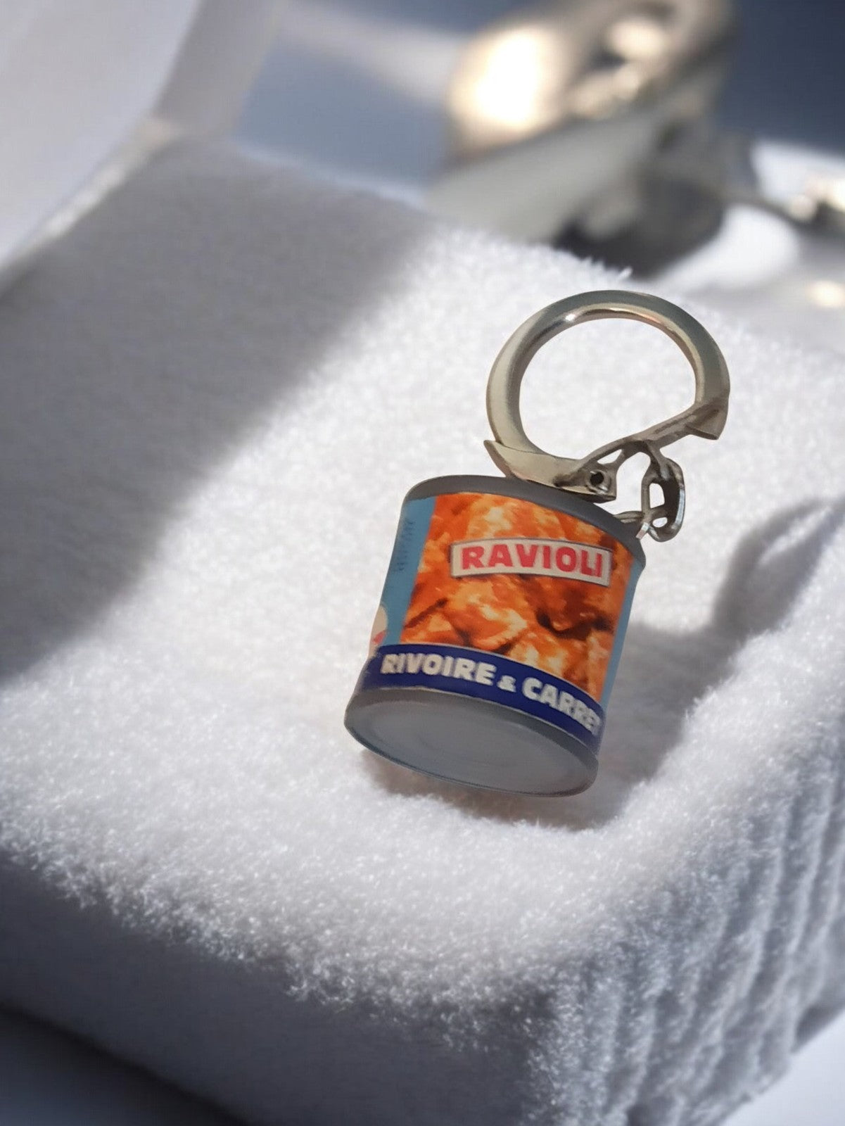 Porte-clés vintage RIVOIRE & CARRET boîte ravioli publicitaire rétro ancien