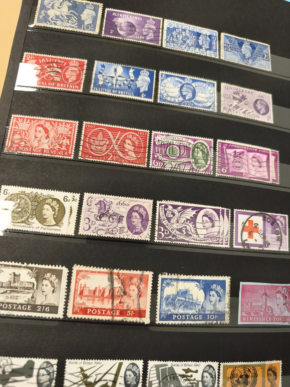 Lot anciens timbres oblitérés Royaume-Uni, Elizabeth II, thématiques variées