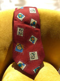 Cravate vintage Brum's bordeaux motifs vache fleur style rétro élégant