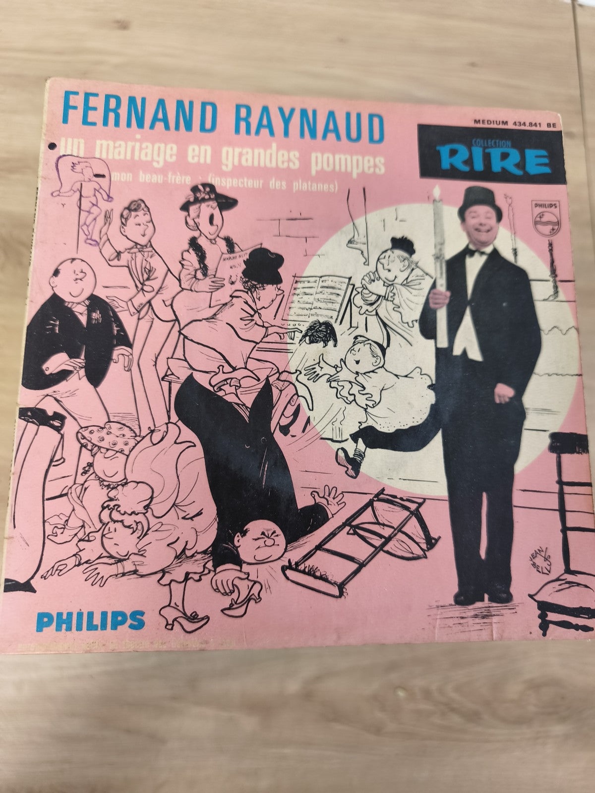 Vinyle 45T vintage Fernand Raynaud ? Un mariage en grandes pompes Philips Rire