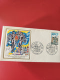 Enveloppe philatélie Le Clos Lucé Amboise illustration colorée cachet 1973