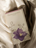 Carte publicitaire Penhaligon's parfum vintage, fleur violette, objet ancien