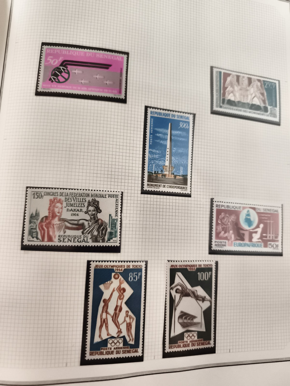 Timbres neufs Sénégal années 1960 Poste aérienne Jeux Olympiques Dakar