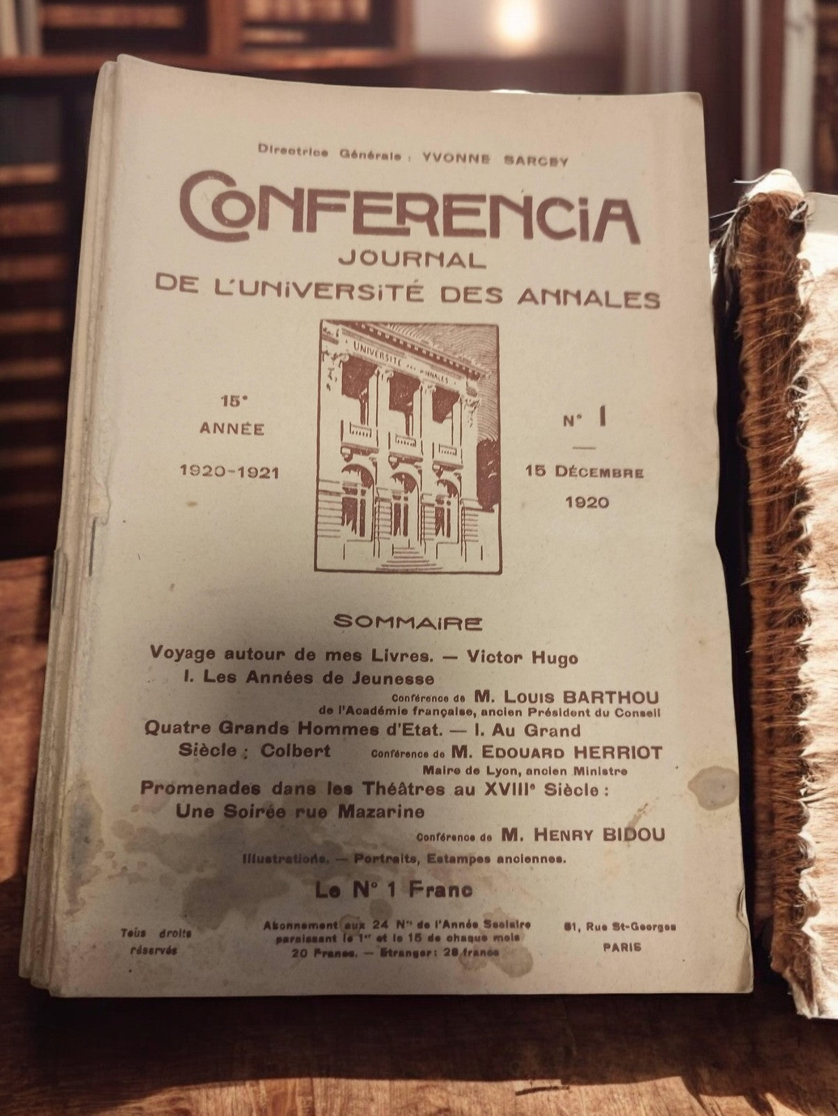 Revue ancienne Conferencia 1920 journal universitaire vintage Université des Ann