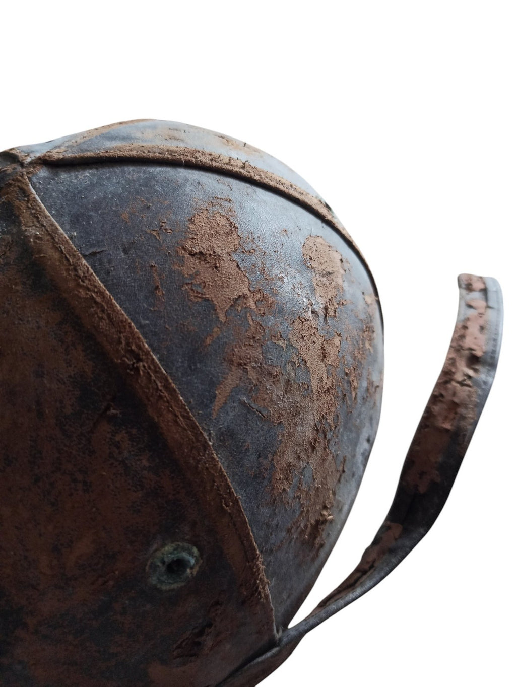 Casque rugby ancien cuir marron vintage années 30 rétro sport déco