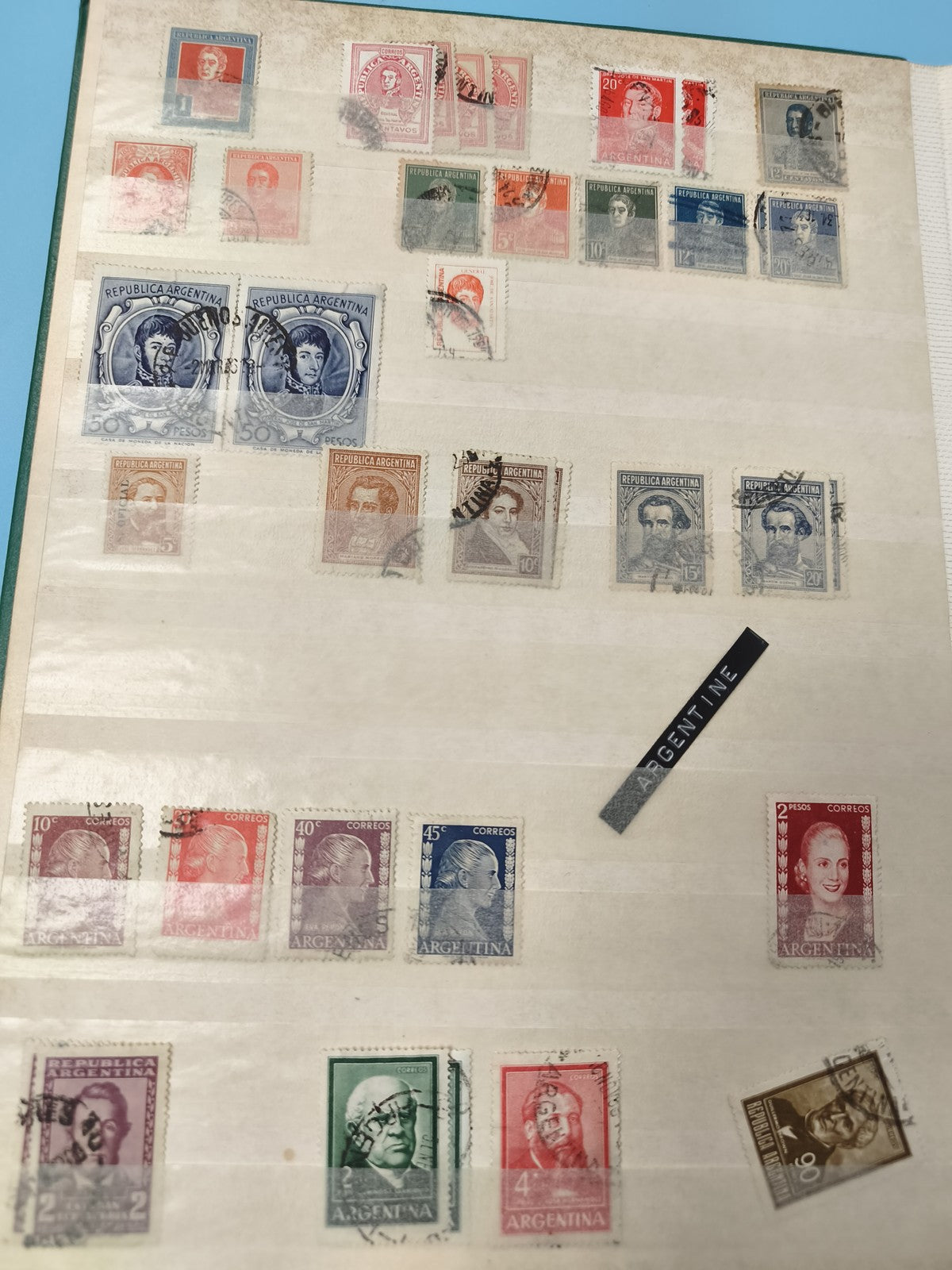 Lot anciens timbres oblitérés Argentine philatélie collection, portraits variés