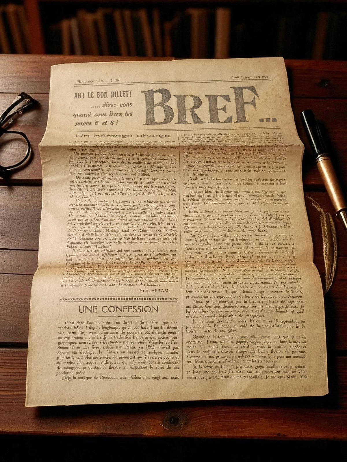 Journal ancien BREF 1924 presse vintage déco rétro authentique années 20