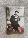 Carte postale ancienne Bonne Année marin, timbre 10c, CPA France