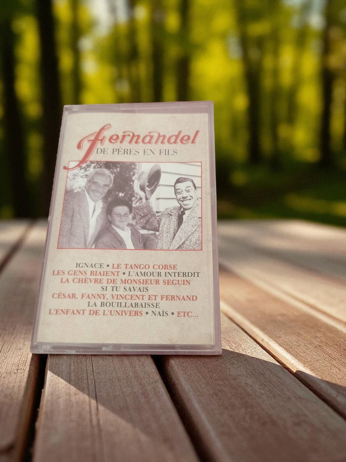 Cassette audio vintage Fernandel De pères en fils K7 ancien chanson rétro