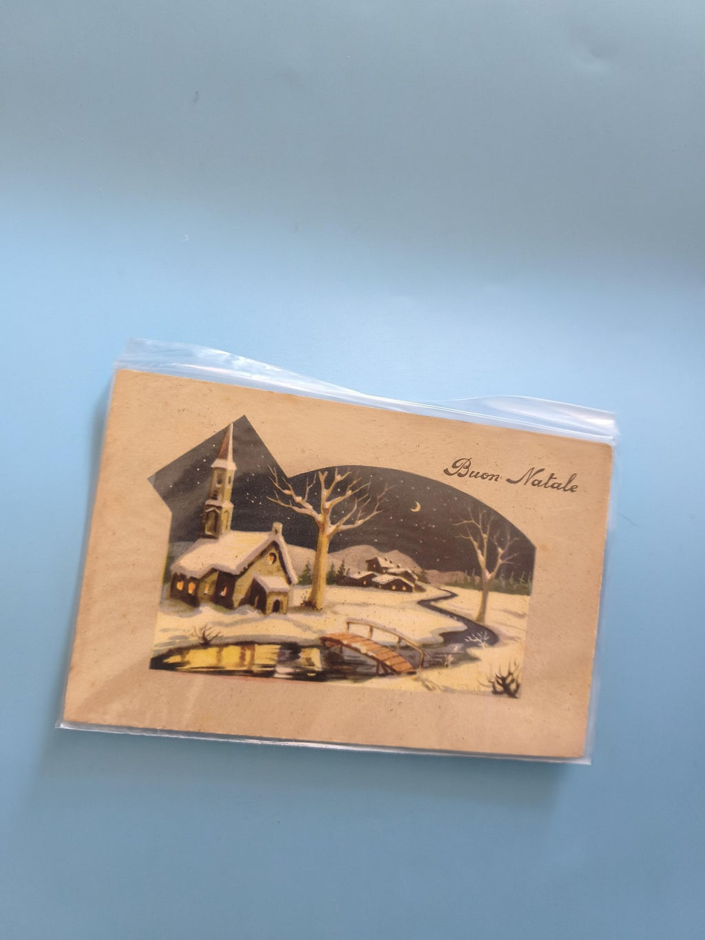 Carte postale ancienne italienne vintage avec timbre époque coloniale, oblitérée