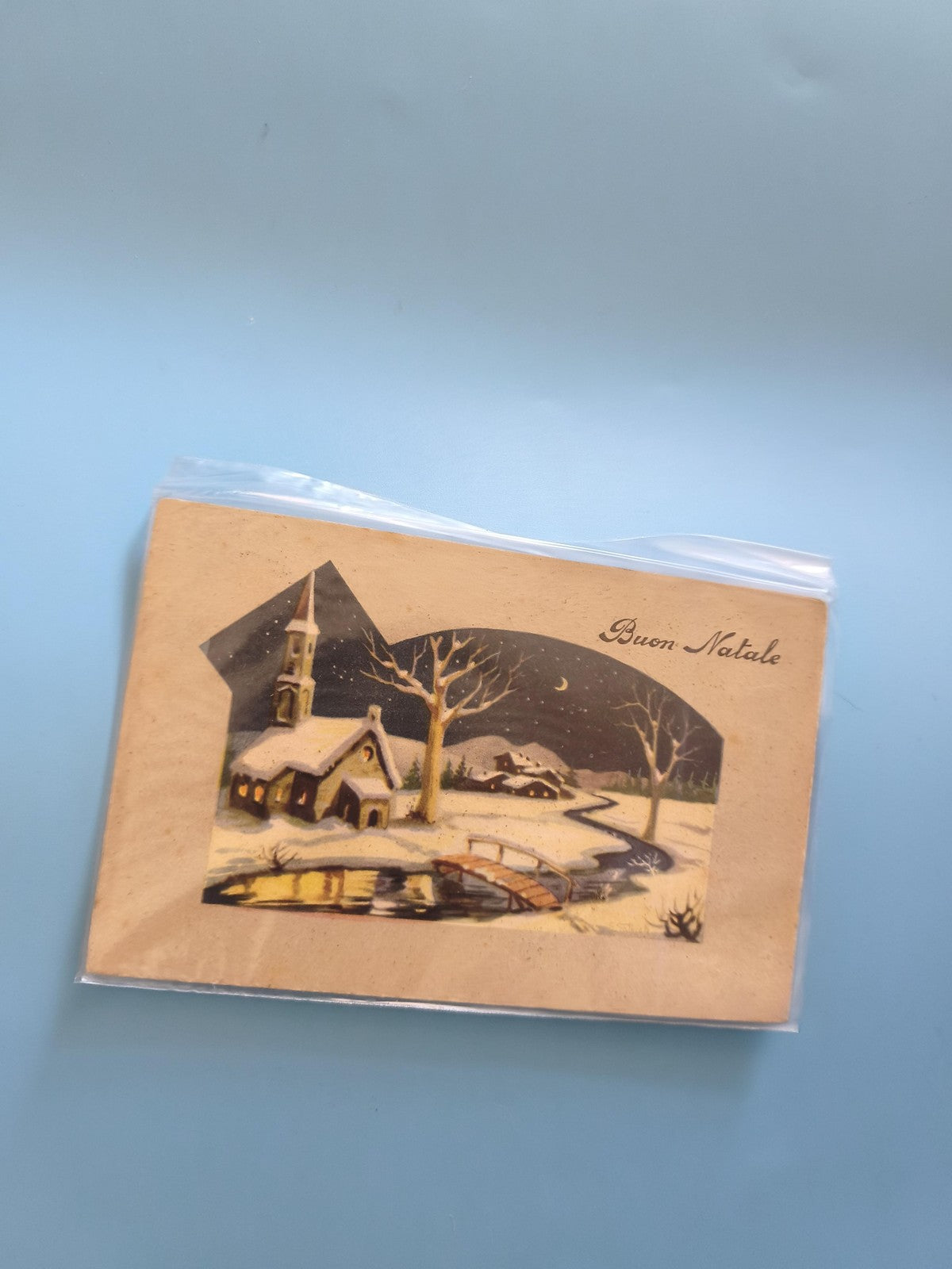 Carte postale ancienne italienne vintage avec timbre époque coloniale, oblitérée