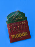 Pin's vintage Flodor pommes paille publicitaire, rouge vert, collection (Ref 8)
