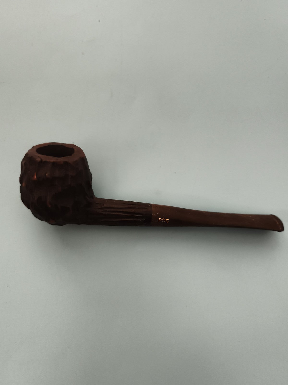 Pipe ancienne rustiquée brune, marque POC, vintage, fumeur rétro