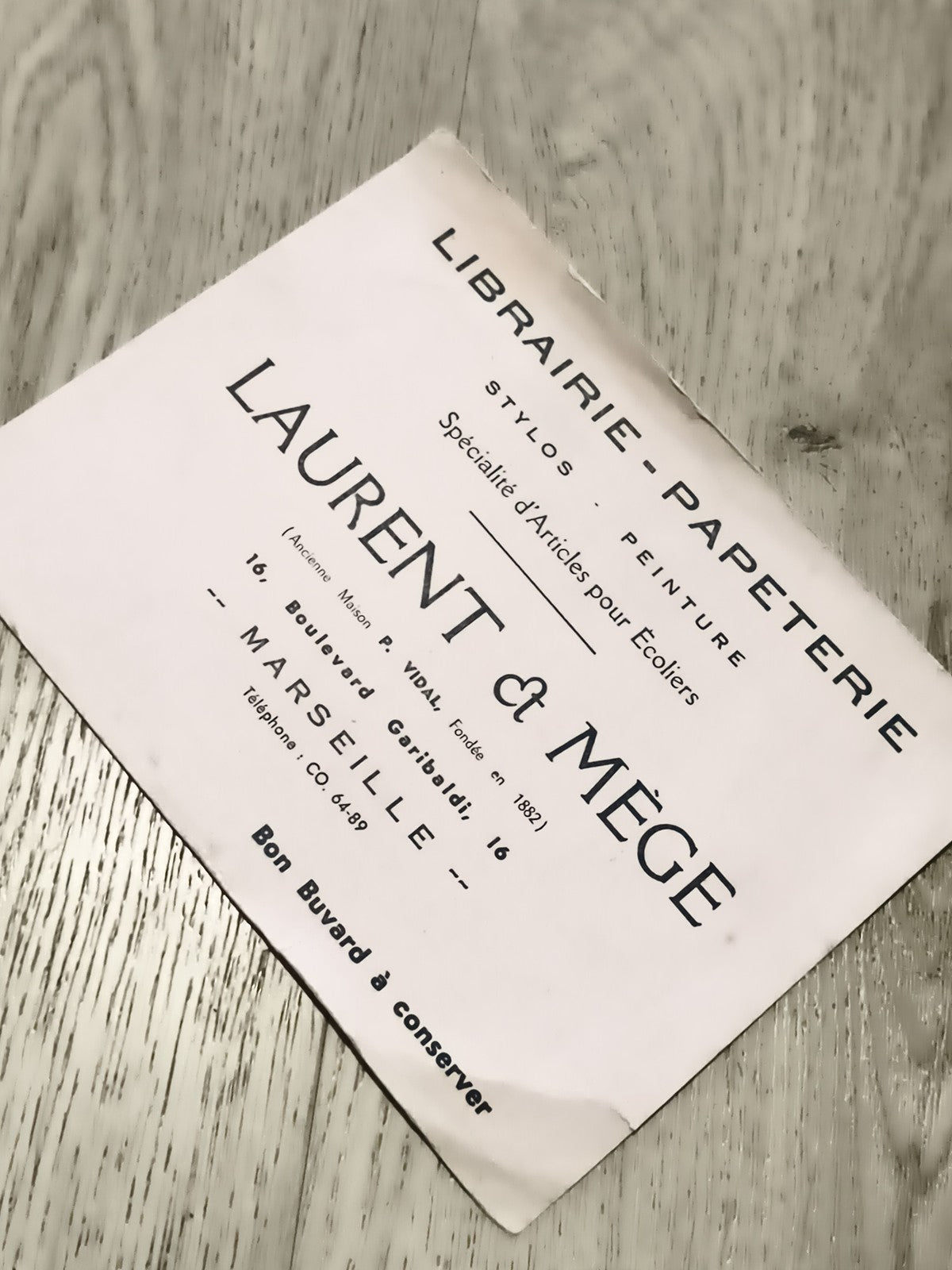 Ancien buvard publicitaire Laurent & Mège Marseille papeterie vintage