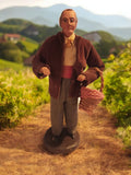 Santon ancien Provence argile homme panier veste marron vintage 25cm