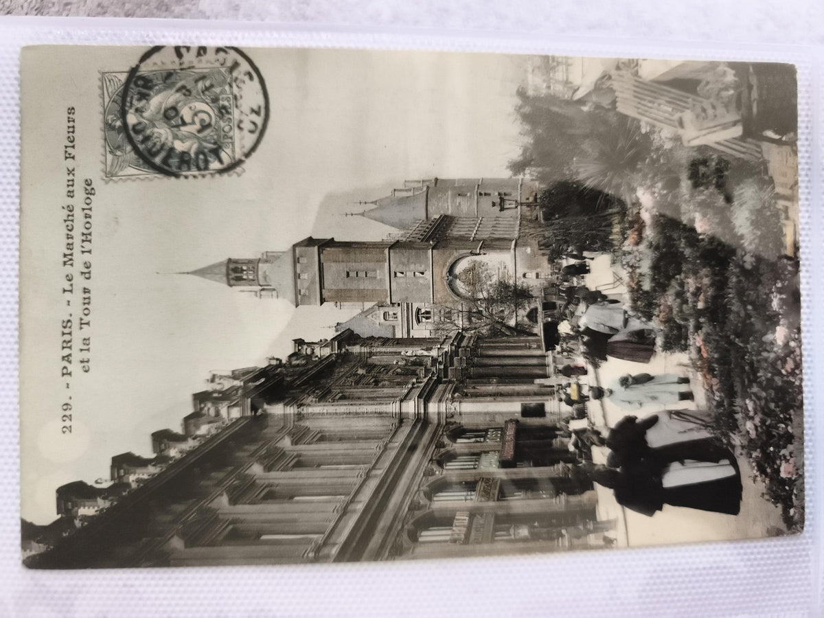 Carte postale CPA Paris Marché aux Fleurs Tour de l’Horloge animée