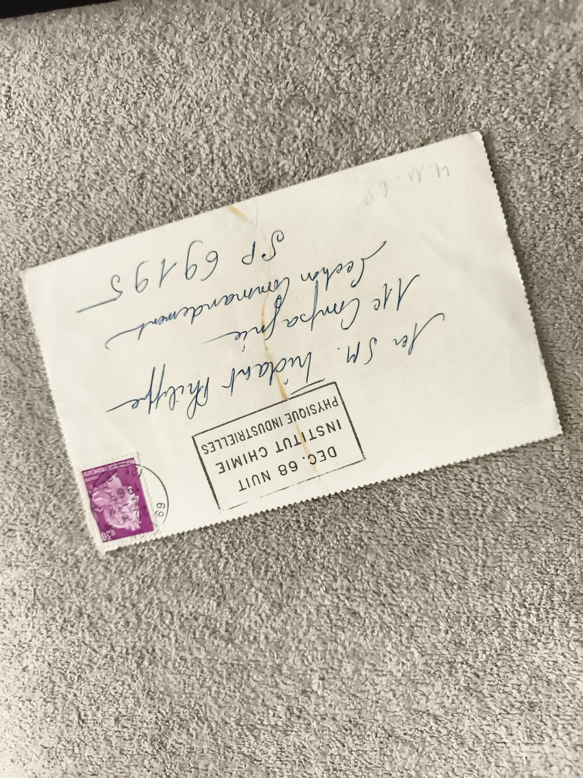 Lettre affranchie timbre Marianne 0,50 violet France philatélie enveloppe