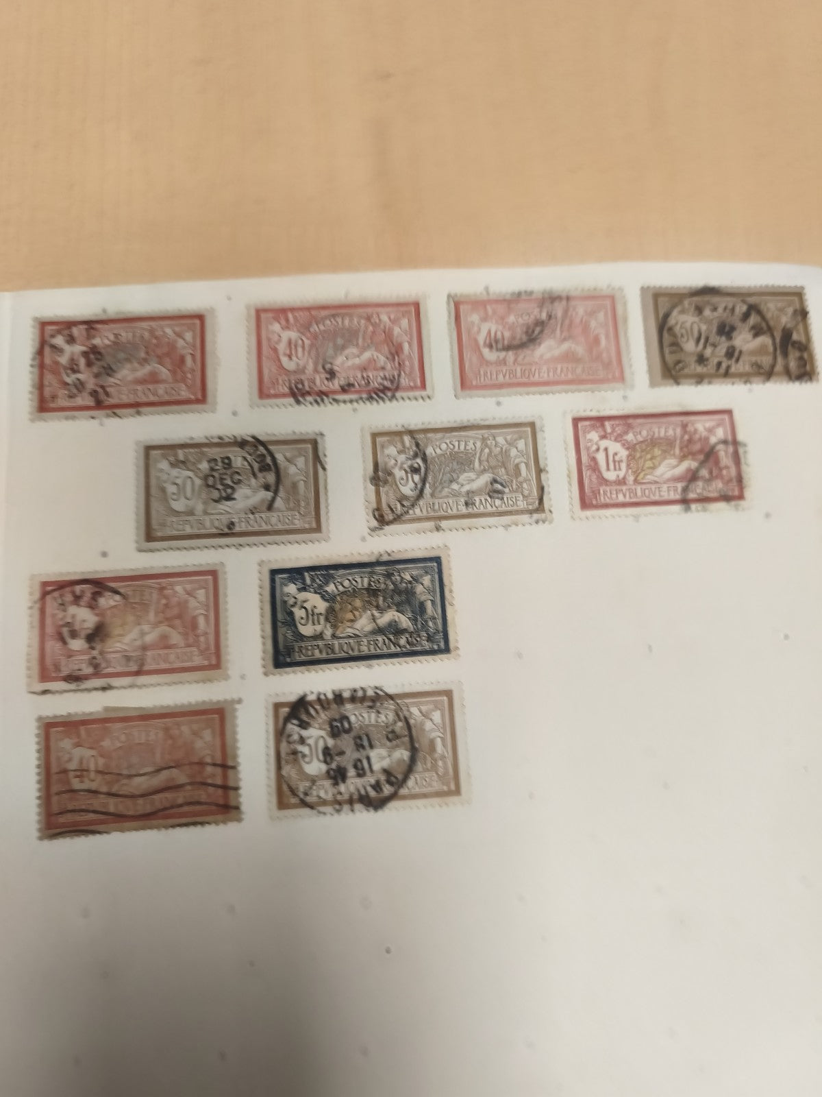 Timbres oblitérés République Française Merson lot philatélie France