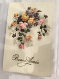 Carte postale ancienne Bonne Année fleurs relief CPA début XXe vintage