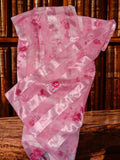 Foulard vintage rose à motif floral, accessoire rétro femme, ancien élégant