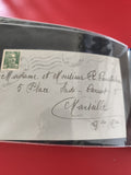 Ancienne enveloppe oblitérée philatélie, timbre Marianne vert, écriture manuscri