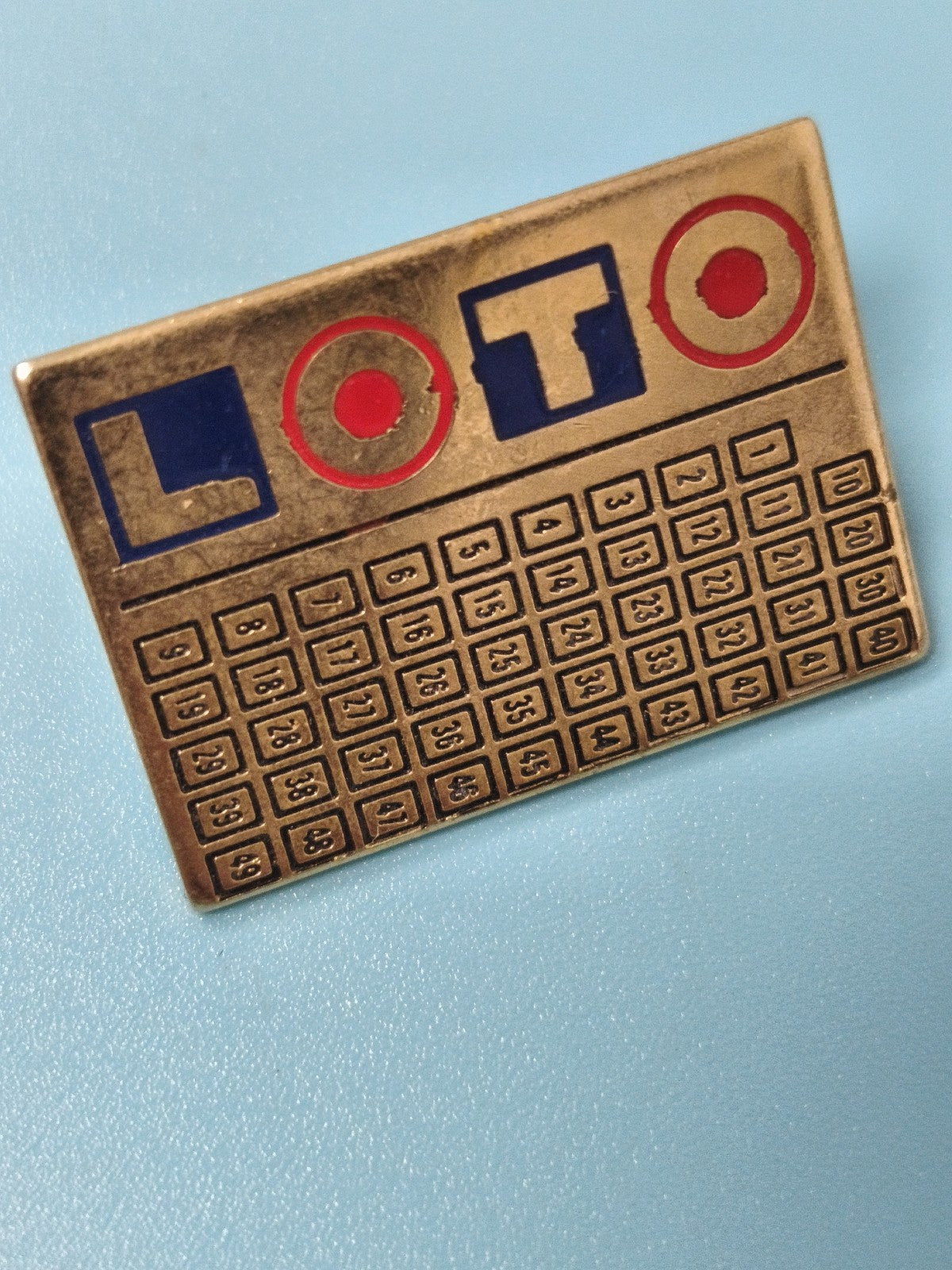 Vintage pin's Loto ancien, plaque dorée, jeu de hasard collection