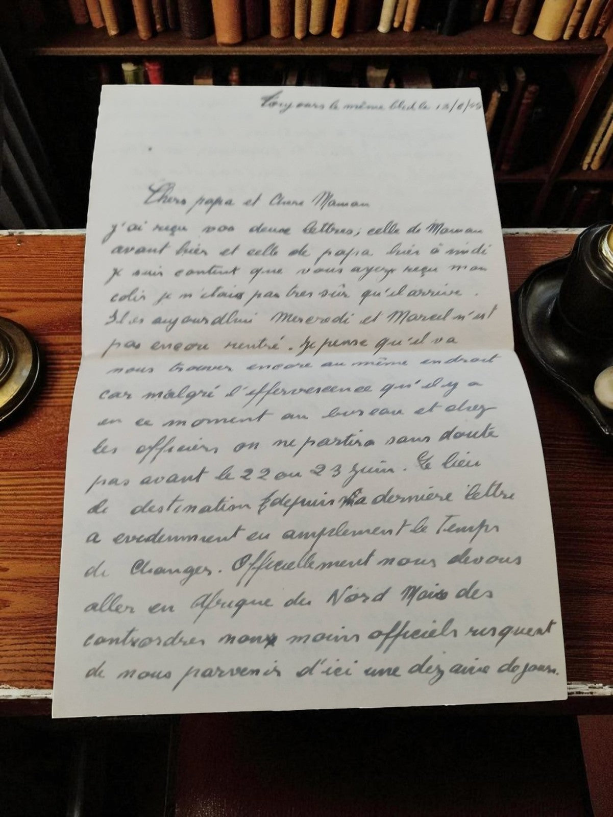 Lettre manuscrite ancienne 1948 bleue post Seconde Guerre mère vintage
