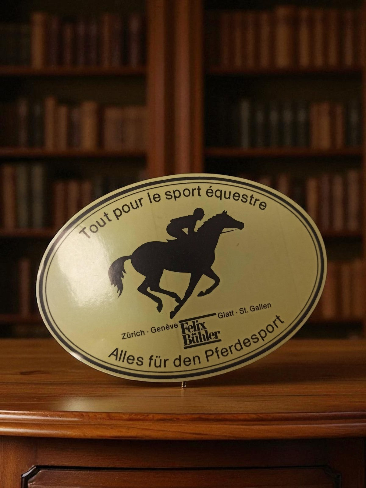 Autocollant ancien Felix Bühler sport équestre vintage déco rétro cheval