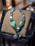 Bracelet fantaisie vintage breloques perles cœur vert style bohème rétro