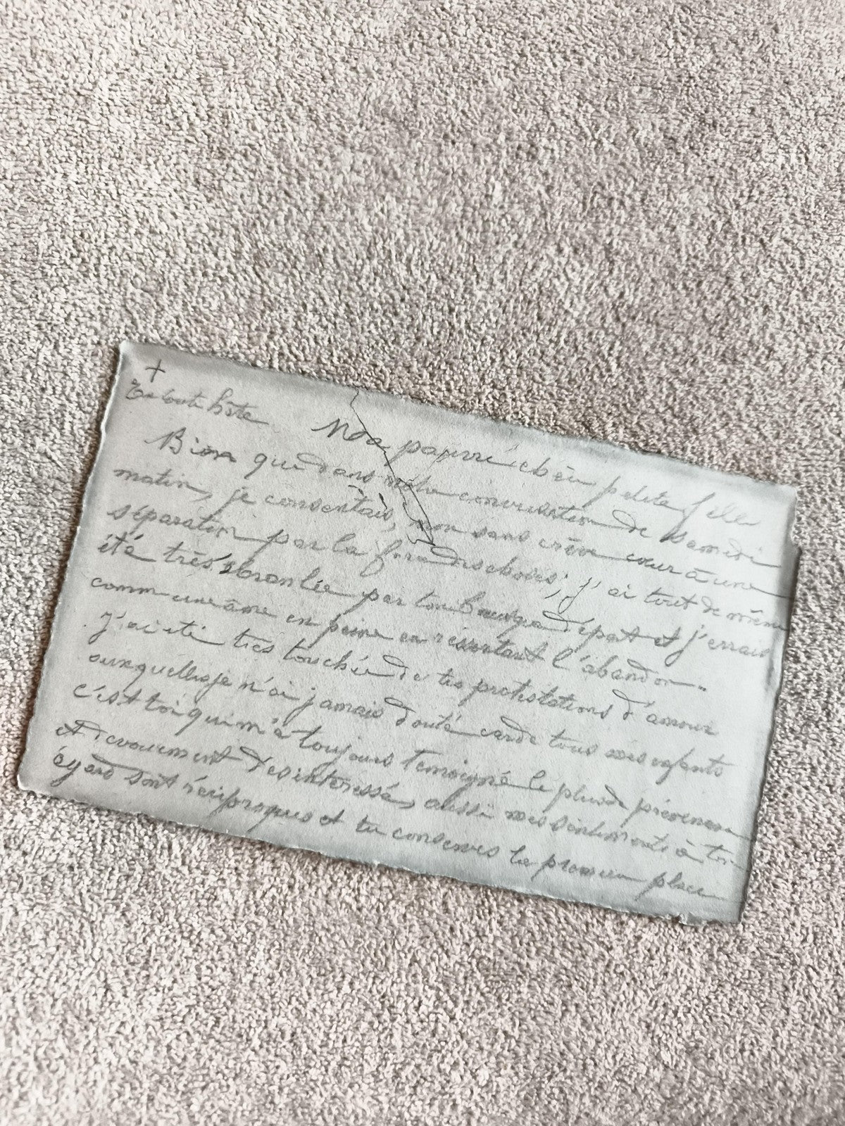 Ancien document manuscrit français XIXe, lettre papier vergé, écriture cursive