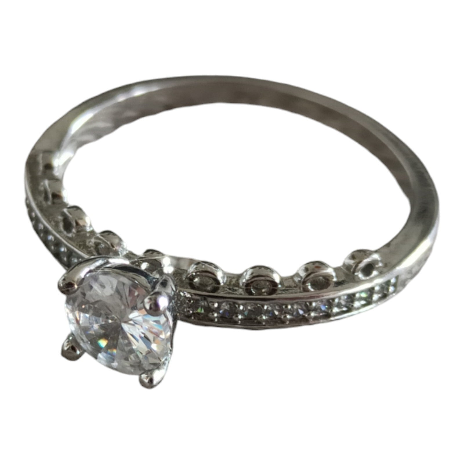 Bague fantaisie strass design élégant taille 63 pierre centrale