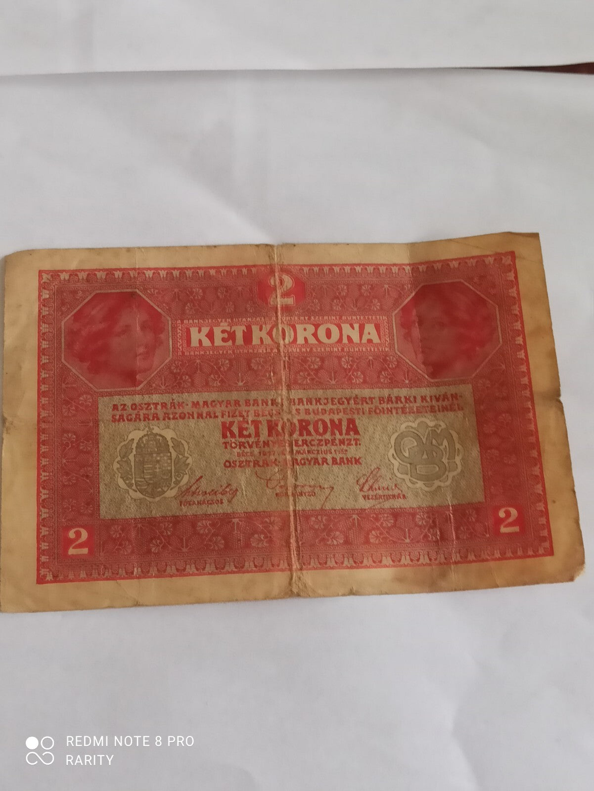 Billet 2 Kronen Autriche 1917 rouge – Zwei Kronen historique rare