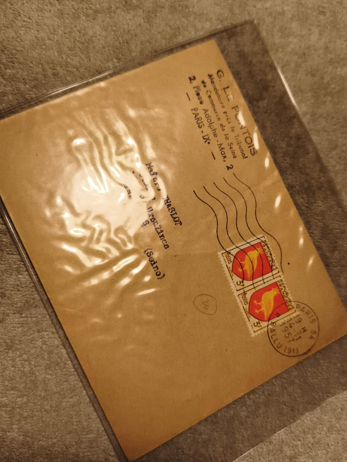 Lettre affranchie timbres Marianne 1951 Paris cachet philatélie (Ref 27)