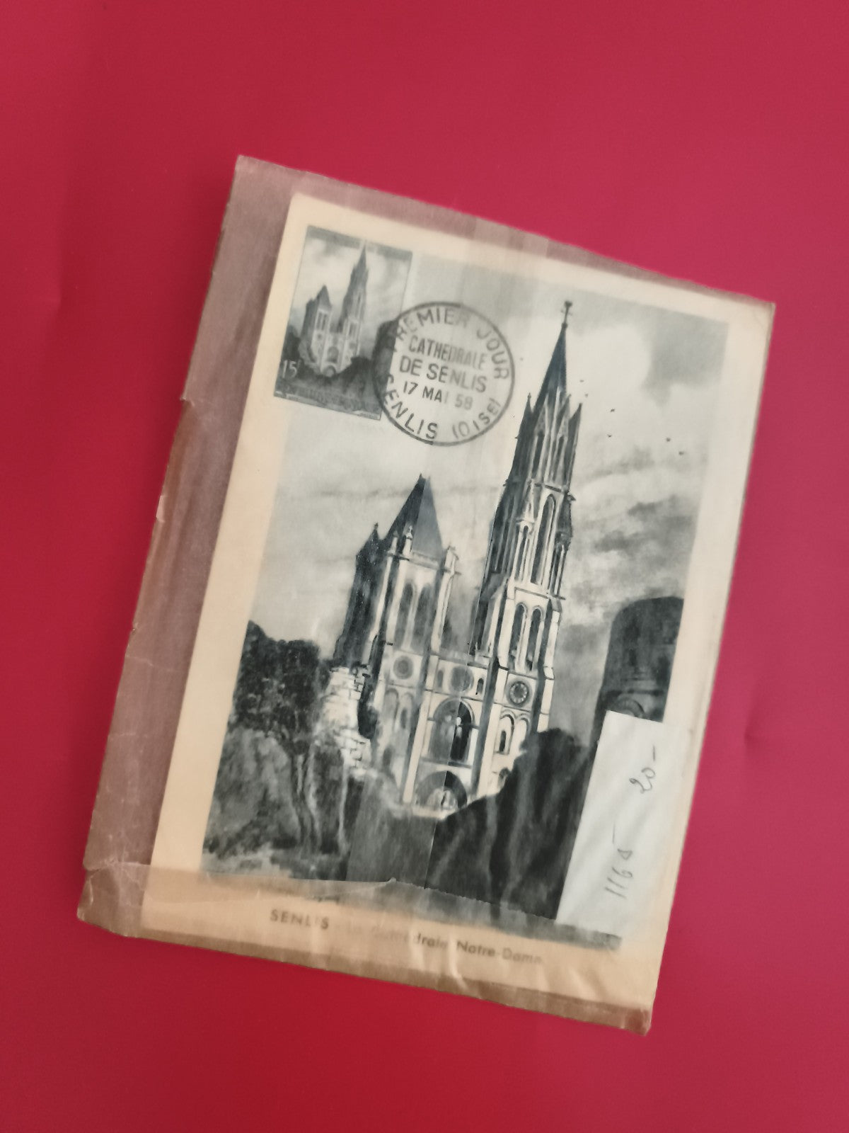 Lettre premier jour Cathédrale Senlis 1959 philatélie cachet FDC (Ref 1)