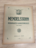 Ancien livre partitions violon piano Mendelssohn Romances sans paroles Heugel
