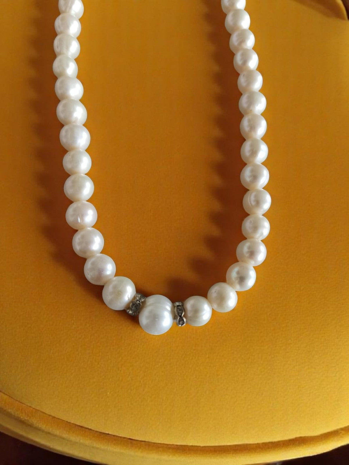 Collier en perles de culture authentiques, style vintage